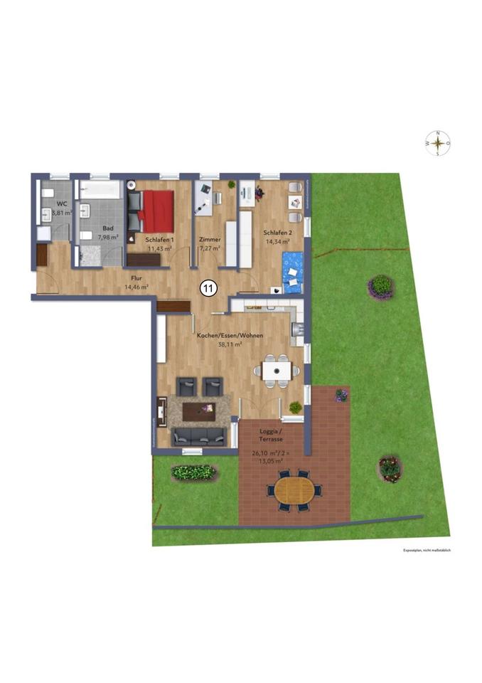 Thumbnail-Elegante 3,5-Zimmer-Wohnung