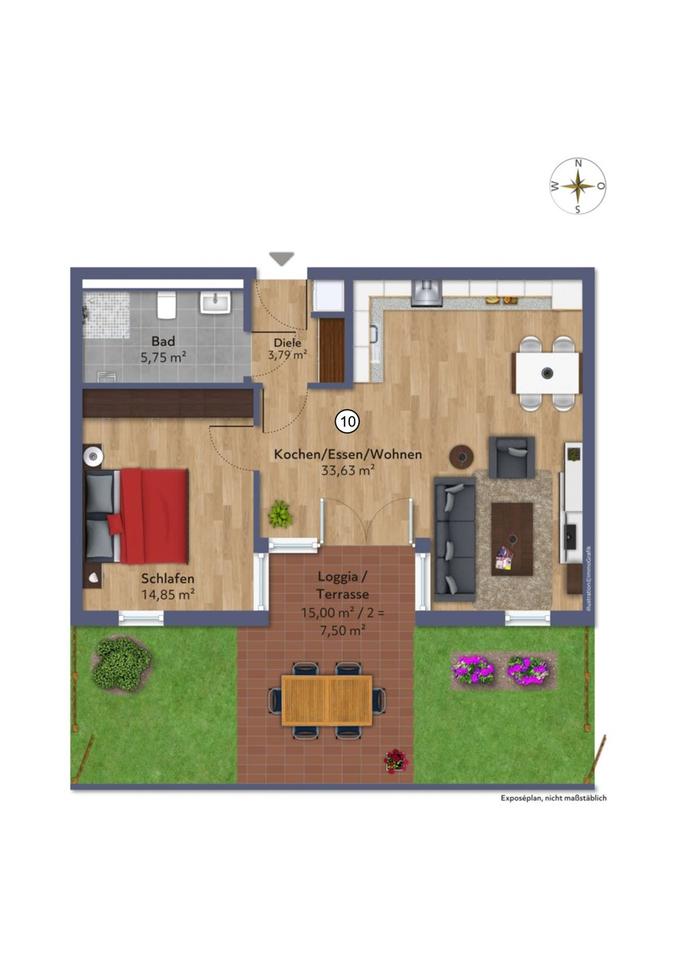 Thumbnail-Hochwertige 2-Zimmer-Neubauwohnung mit Garten