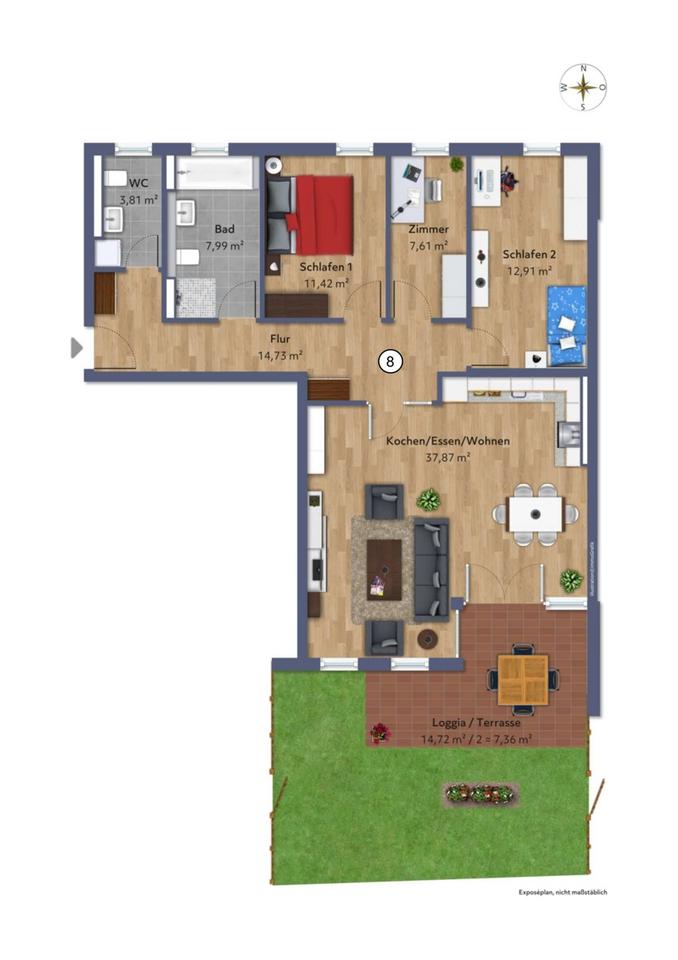 Thumbnail-Idyllische 3,5-Zimmer-Wohnung mit Garten