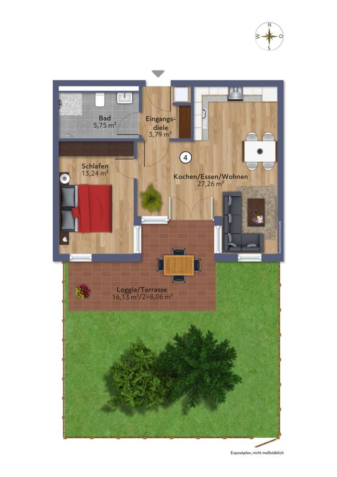 Thumbnail-Schöne 2-Zimmer-Wohnung mit Südterasse und Garten