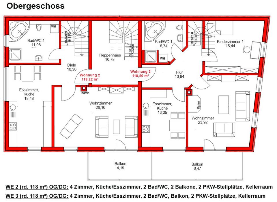 Thumbnail-Zwei exklusive 4-Raum-Maissonetten Wohnungen mit Balkon