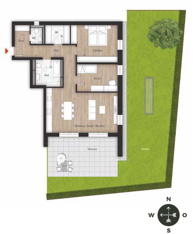 Thumbnail-Geräumige 3-Zimmer EG-Wohnung mit Garten in Nürnberg-Reutles