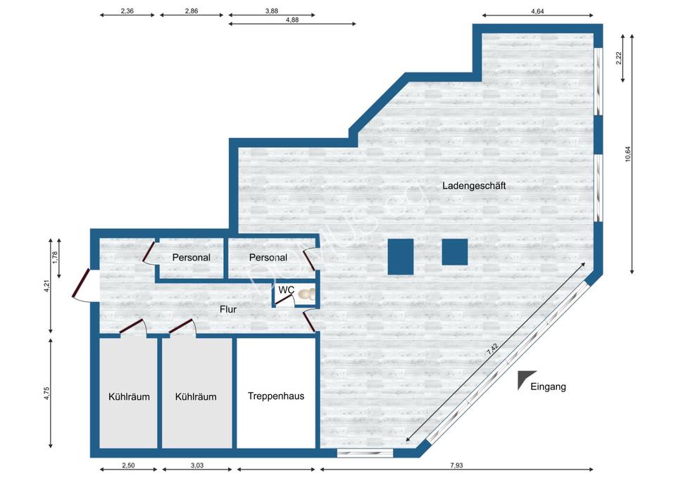 Thumbnail-Gewerberäume mit 2 Kühlzellen, z.B. Fleischerei. Gastro. 54m² Lager mietfrei.