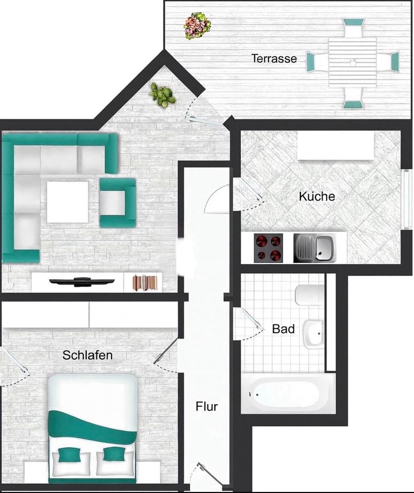 Thumbnail-2er-WG-Wohnung mit Terrasse – Warm: 690€ pro Zimmer