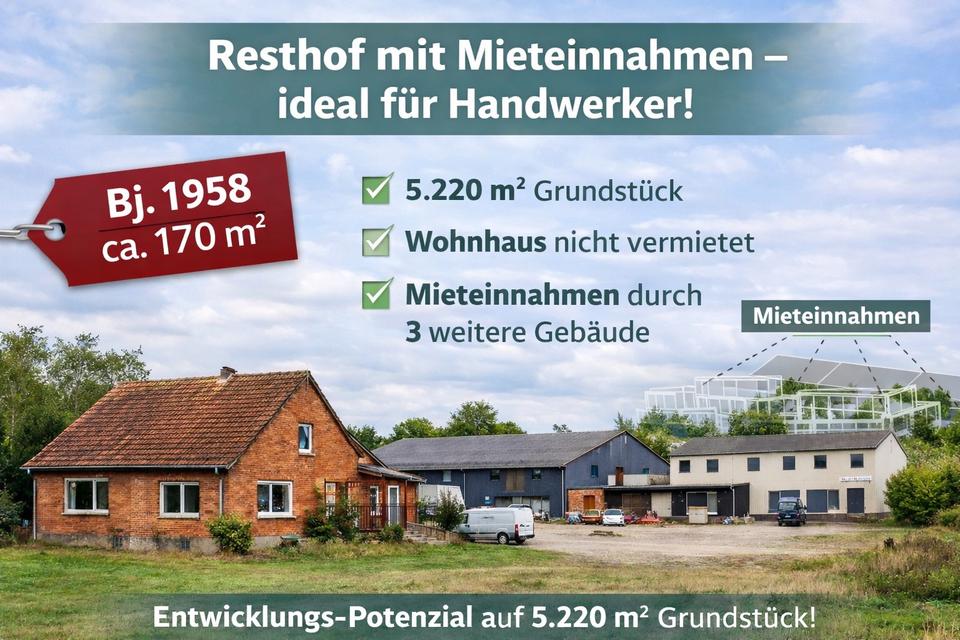 Thumbnail-Resthof mit gr. Grundstück & Mieteinnahmen – ideal für Handwerker