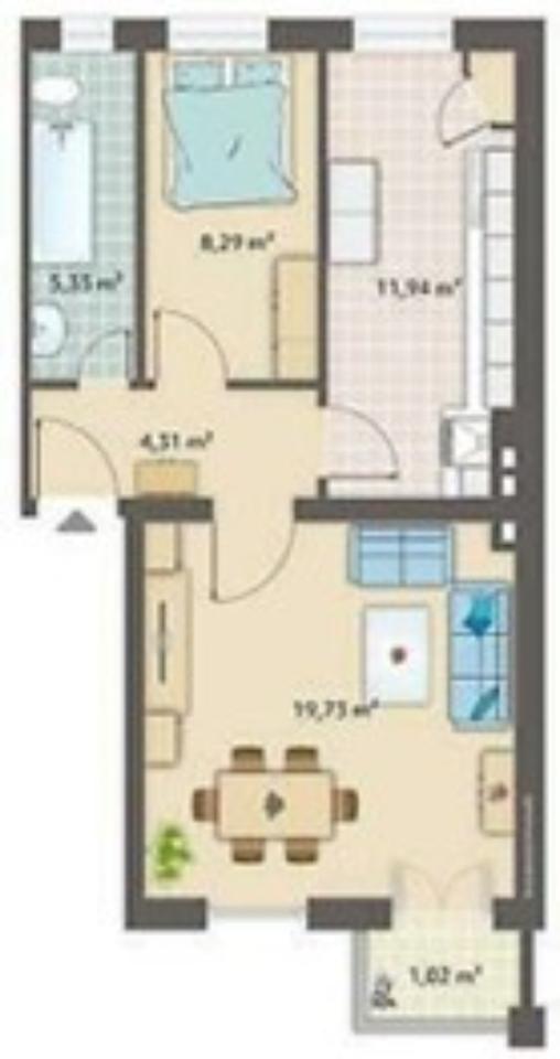 Thumbnail-Ohne Maklerprovision: 2 ZKB & Balkon 50,72 m² Attilagarten