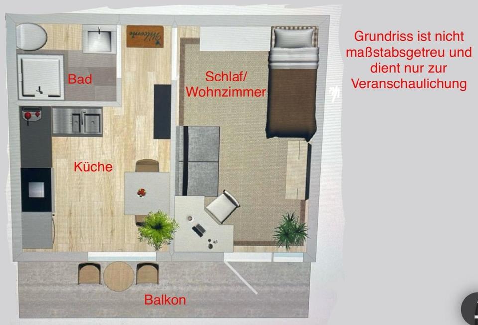 Thumbnail-Mietwohnung Wohnung schön hell mit Balkon 1 Person