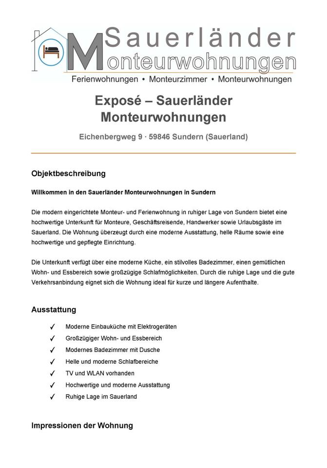 Thumbnail-Ferienwohnung Sundern (Sauerland) für Kurzentschlossene