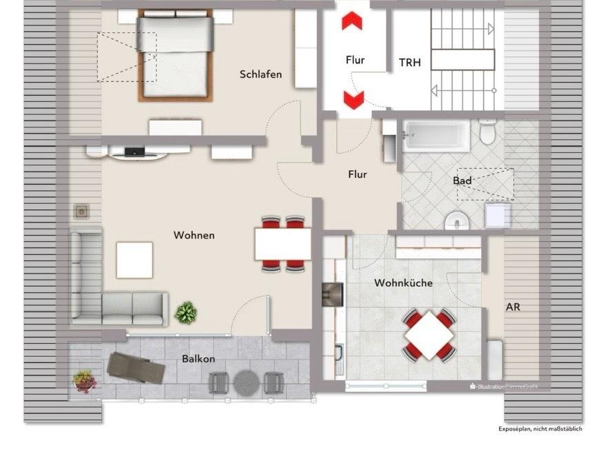 Thumbnail-2-Zimmer Dachgeschosswohnung mit Balkon & schöner Aussicht