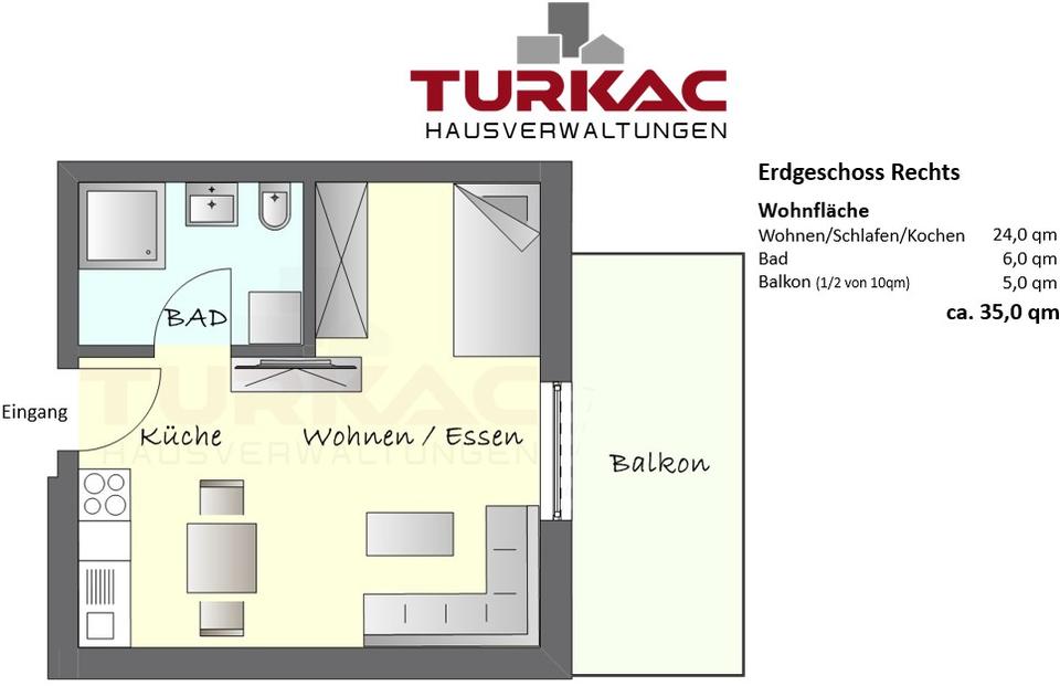 Thumbnail-Hüttenberg - Neubau – Erstbezug EG Rechts 1 ZKB mit Küche, Fußbodenheizung und Keller