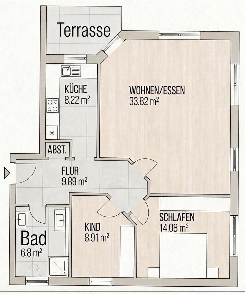 Thumbnail-Anfragestopp - Hochwertige 3-ZKB Wohnung, 81,5 qm, Terrasse