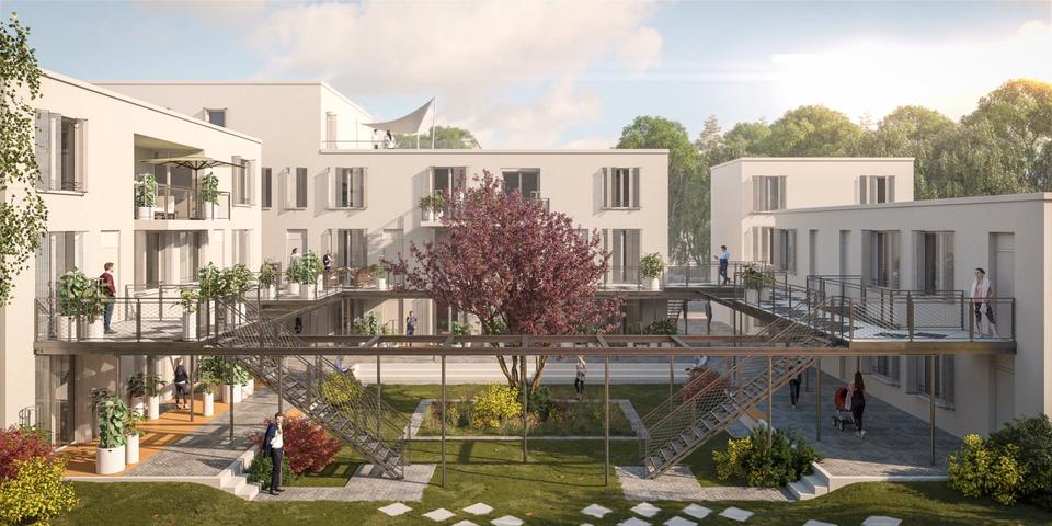 Thumbnail-Schicke 2 Zimmerwohnung mit Blick in den Garten und Bachlauf