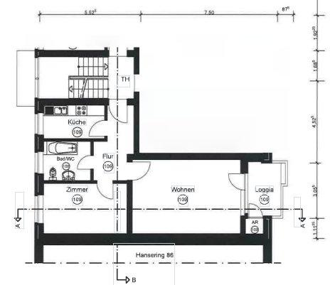 Thumbnail-2-Zimmer-Wohnung 60m² in 31134 Hildesheim, Hansering 86