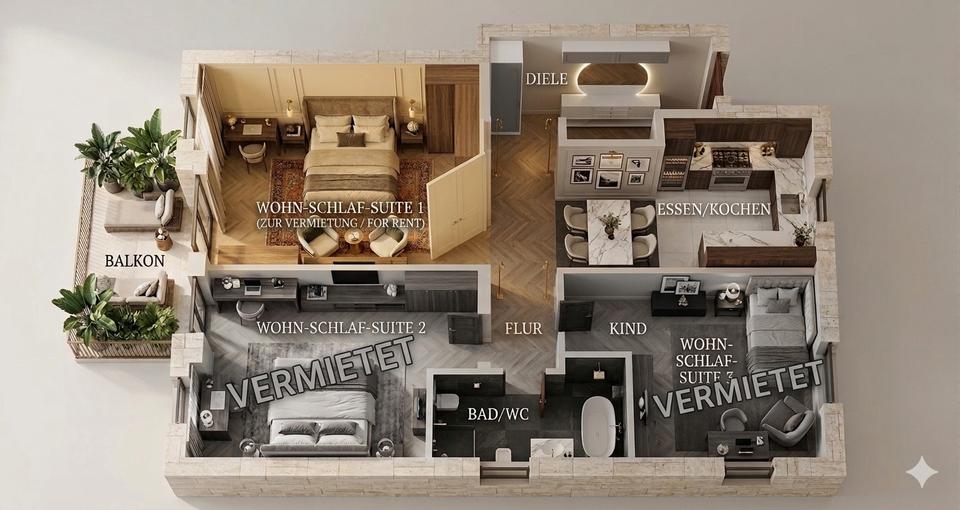 Thumbnail-• Gehobenes Co-Living Zimmer in 98qm Apartment • Ruhige Top-Lage