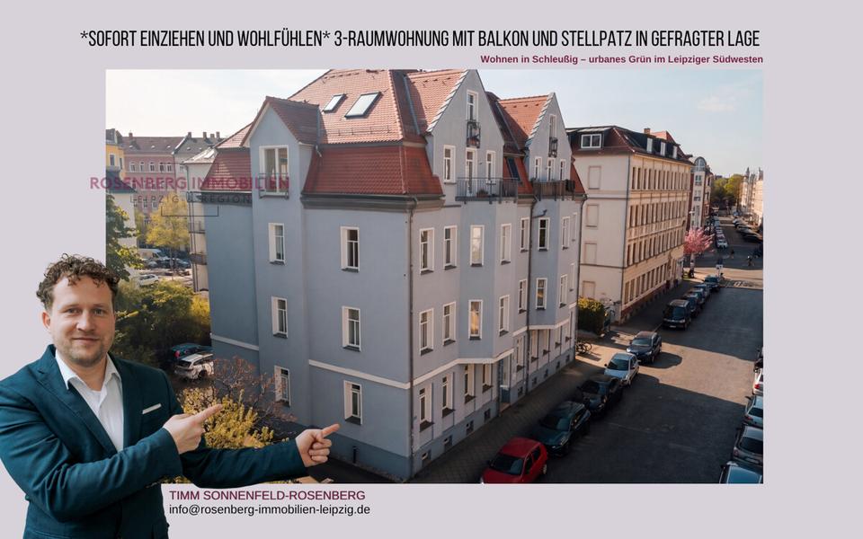 Thumbnail-Renovierte 3-Raumwohnung mit Balkon und Stellplatz in Leipzig Schleußig - sofort verfügbar!