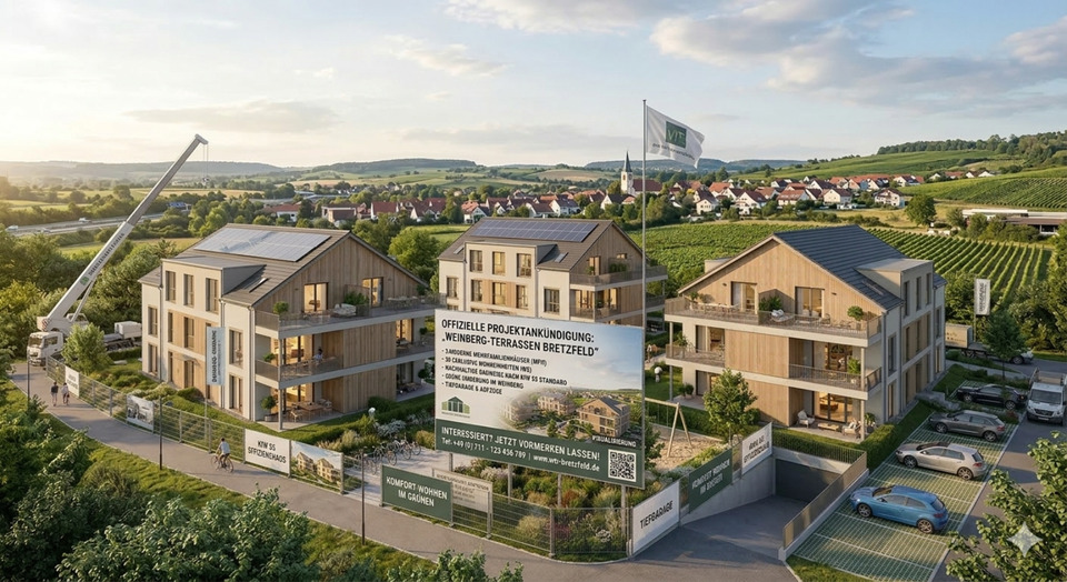 Thumbnail-Ankündigung: Neubau 2-Zimmer Wohnung, KfW 55