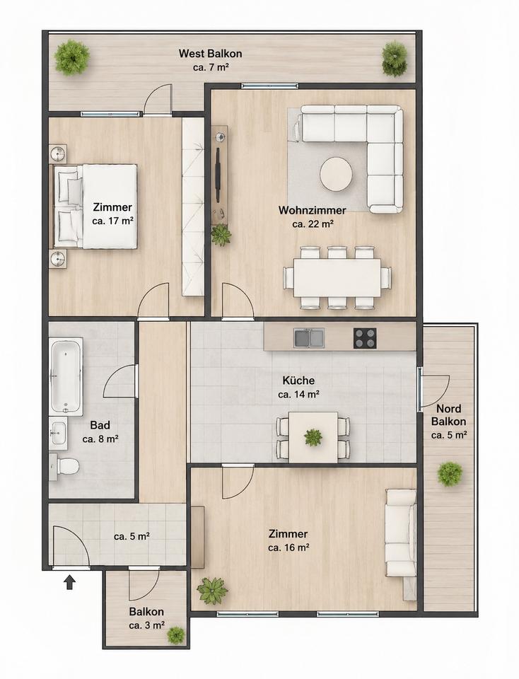 Thumbnail-Eigentumswohnung in München Schwabing 80804 | 88 m² | 2 Balkone