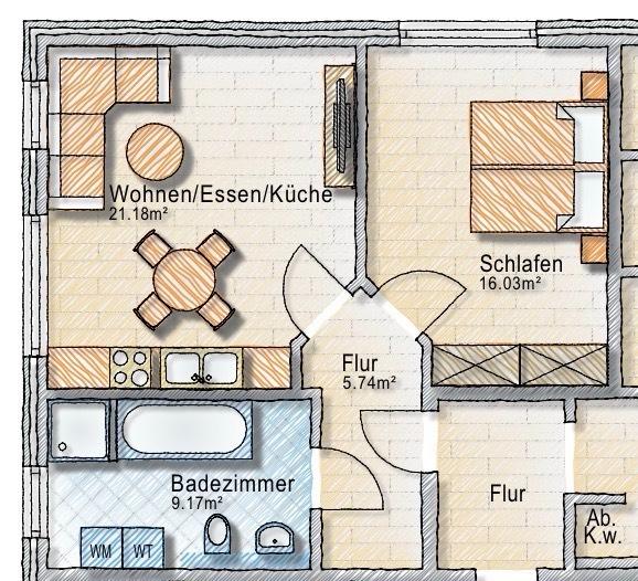 Thumbnail-Moderne 2-Raum-Wohnung mit offener Küche in Reichenwalde