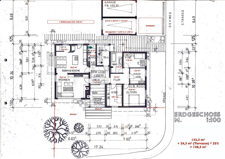 Thumbnail-5,5 Zimmer EG Wohnung mit großem Garten