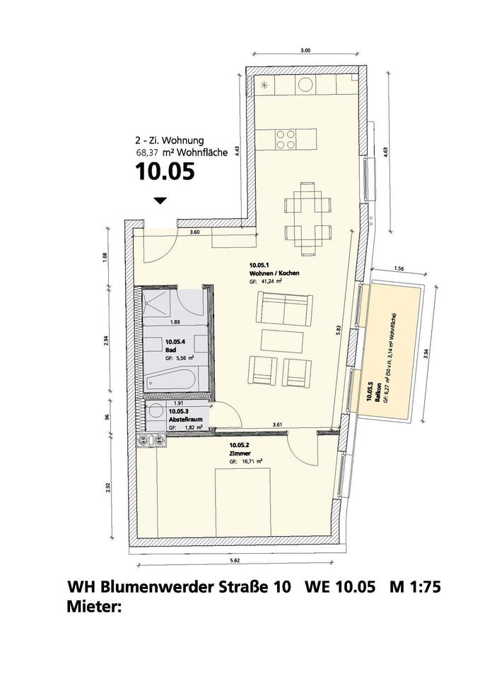 Thumbnail-2-Raum-Wohnung mit Balkon in Eberswalde