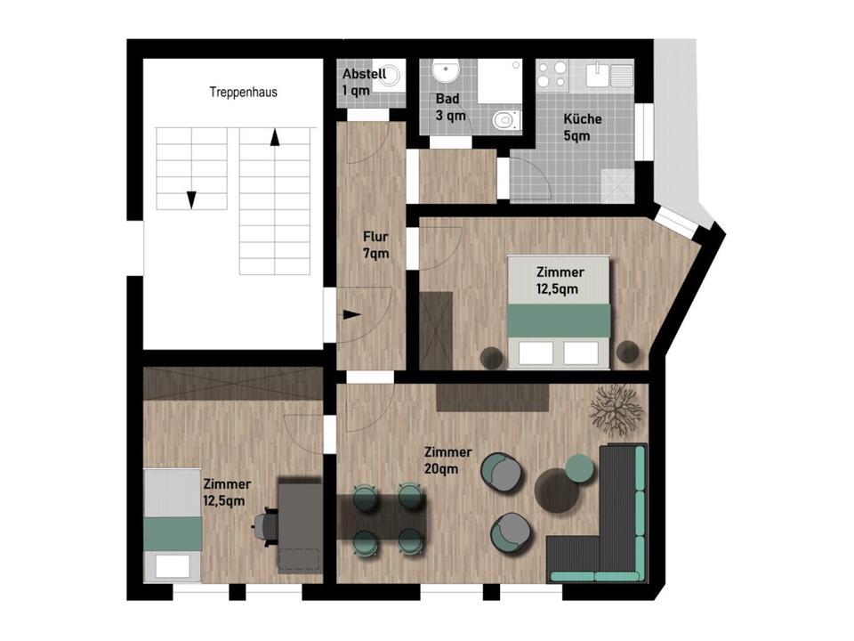 Thumbnail-3-Zimmer Wohnung mit Einbauküche im Zentrum von Ilmenau - 61m²