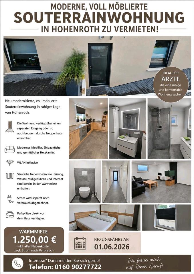 Thumbnail-Modernisierte möblierte Wohnung in Hohenroth zu vermieten 80 qm