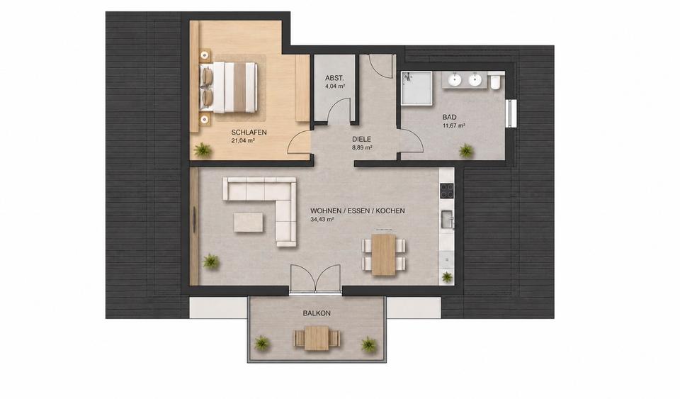 Thumbnail-Moderne 2 ZKB Wohnung mit Balkon - verfügbar ab 01.08.2026