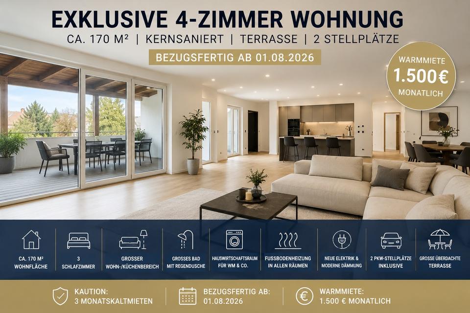 Thumbnail-Exklusive kernsanierte 4-Zimmer Wohnung mit Terrasse