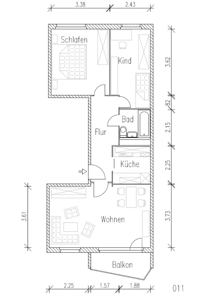 Thumbnail-3-Raum-Wohnung mit Balkon im 5.OG, Fritz-Erbe-Straße