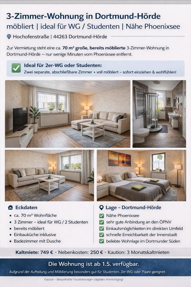 Thumbnail-3-Zimmer-Wohnung in Dortmund-Hörde | ideal für WG Studenten