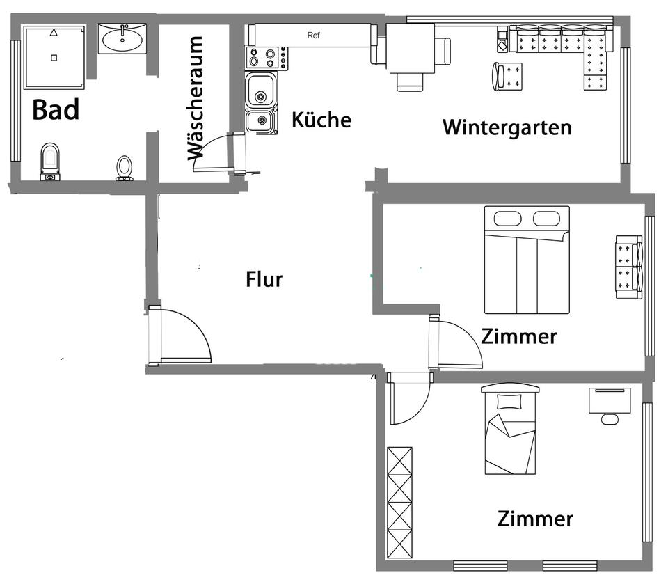 Thumbnail-89m2 Mietwohnung mit Wintergarten 3,5 Zimmer