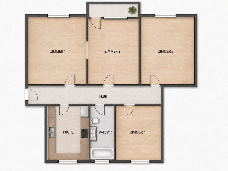 Thumbnail-Schöne 4-Zimmer-Wohnung – Nähe Stadtpark