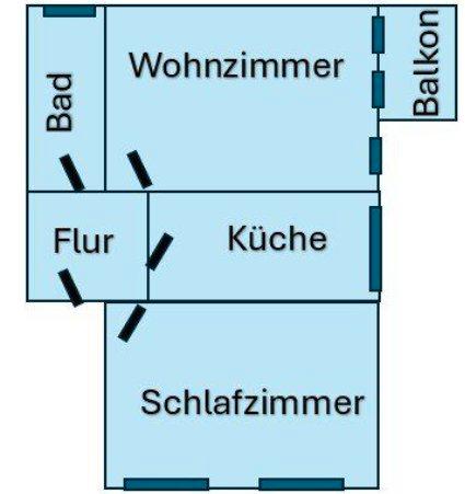 Thumbnail-sanierte 60 m² Wohnung mit Balkon und neuer Einbauküche