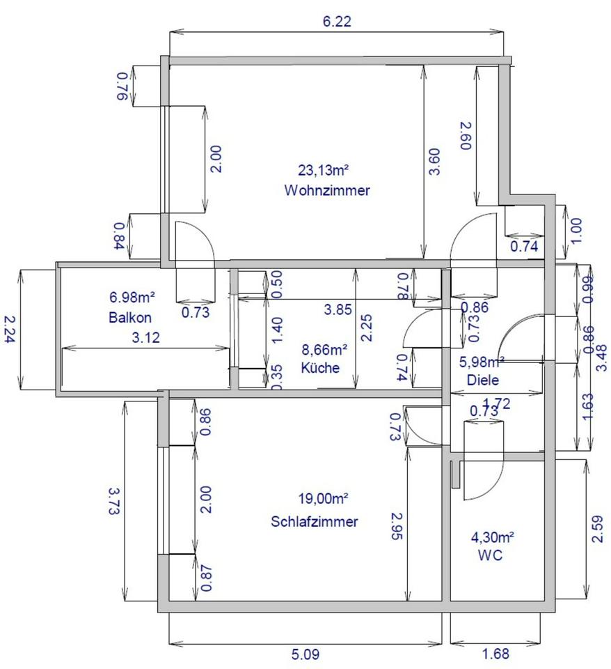 Thumbnail-2 Zimmer Wohnung 64,12 m², Balkon ~ 7m², Stellplatz, vermietet