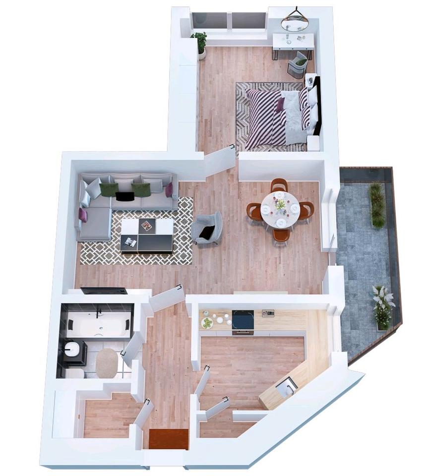 Thumbnail-2,5 Zimmer möbelierte Wohnung mit großen Balkon in Dümpten