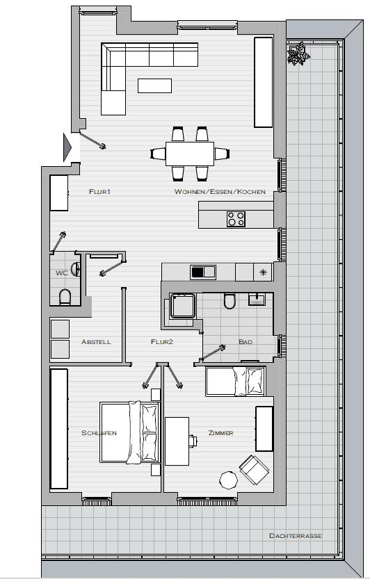 Thumbnail-Penthaus: moderne 3-Zimmer-Wohnung in Hargesheim mit Balkon und Tiefgaragenstellplatz