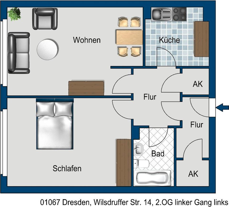 Thumbnail-Möblierte 2 Raumwohnung in der City von Dresden für Nachmieterin