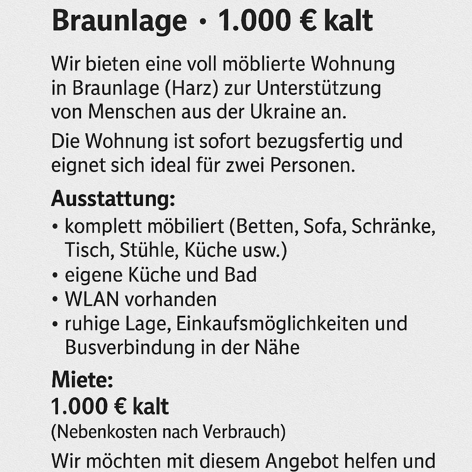 Thumbnail-Wohnung für Geflüchtete aus der Ukraine