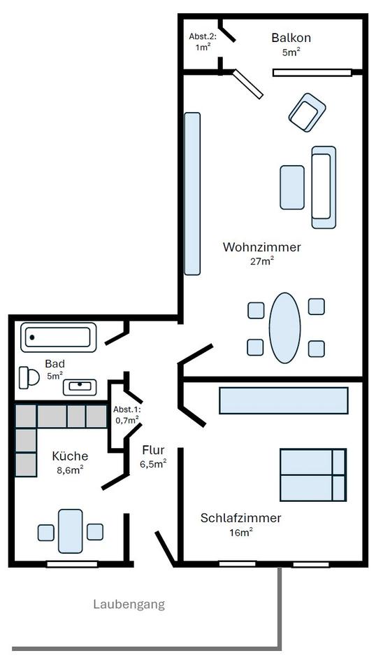Thumbnail-Helle 2-Zimmer Wohnung im 2. OG mit Balkon in Wuppertal