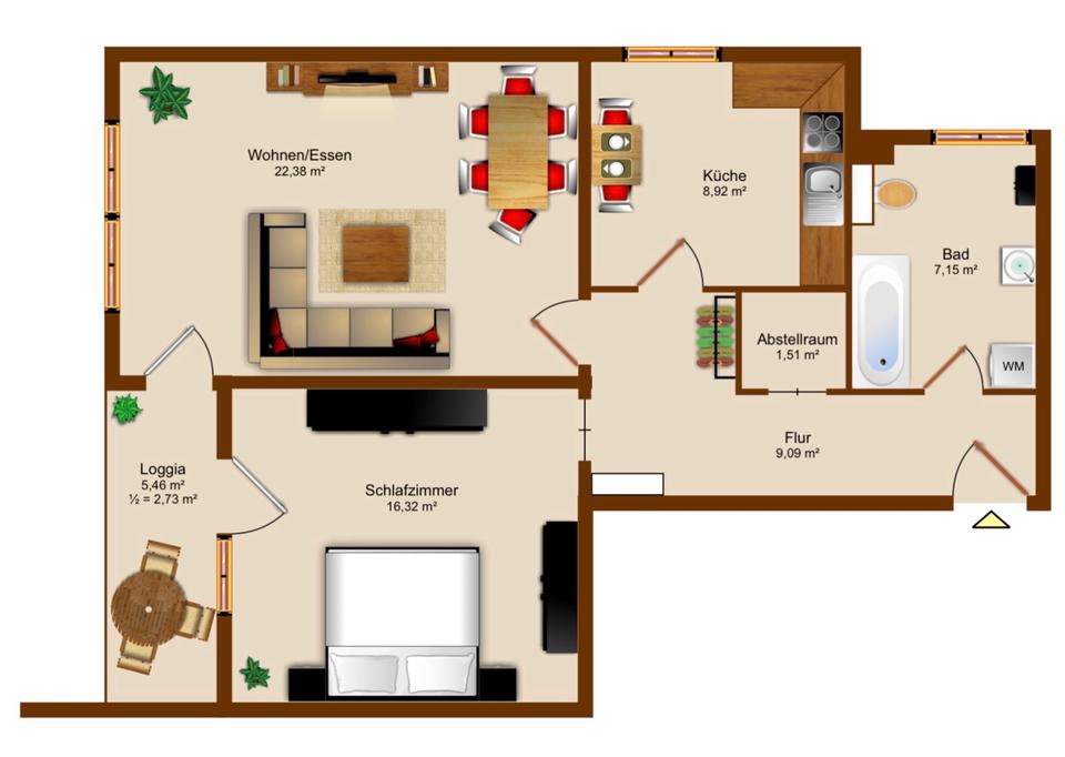Thumbnail-2-Zimmer-Wohnung mit Loggia in Waldkraiburg