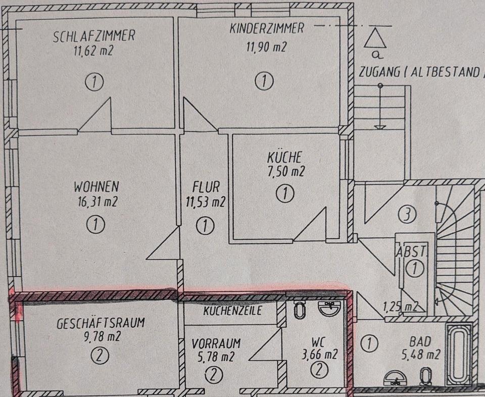 Thumbnail-3-Zimmer-Wohnung in ruhigem Mehrfamilienhaus Stadtmitte
