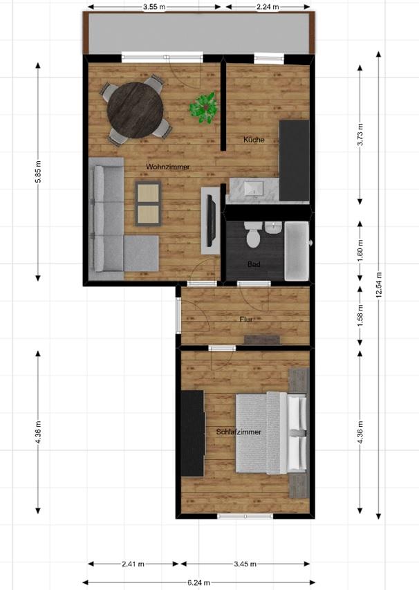 Thumbnail-2-Raum Wohnung mit Waldblick
