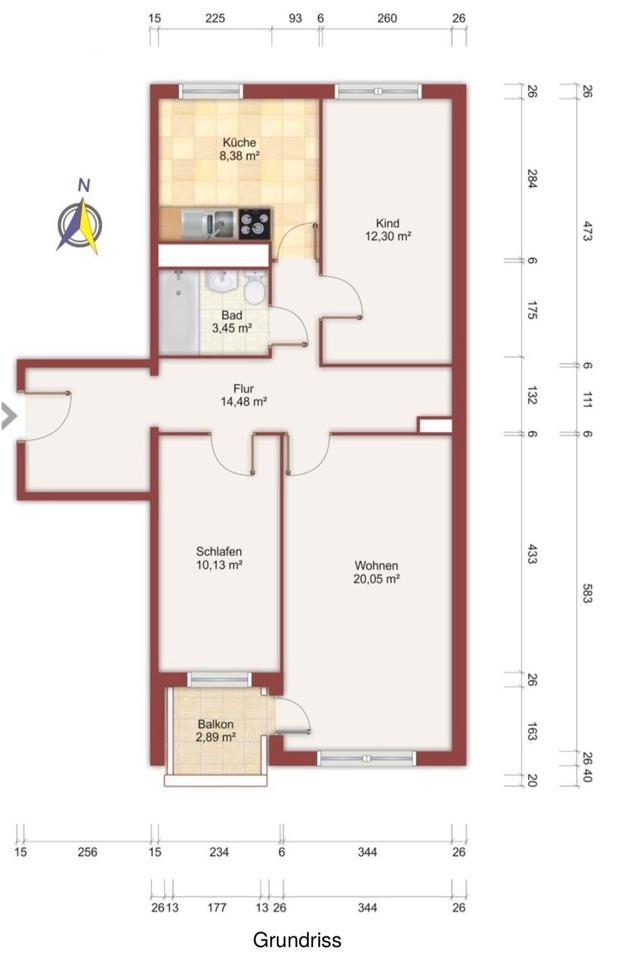 Thumbnail-3 Zimmer Wohnung 70m2 an der Hochschule zu vermieten