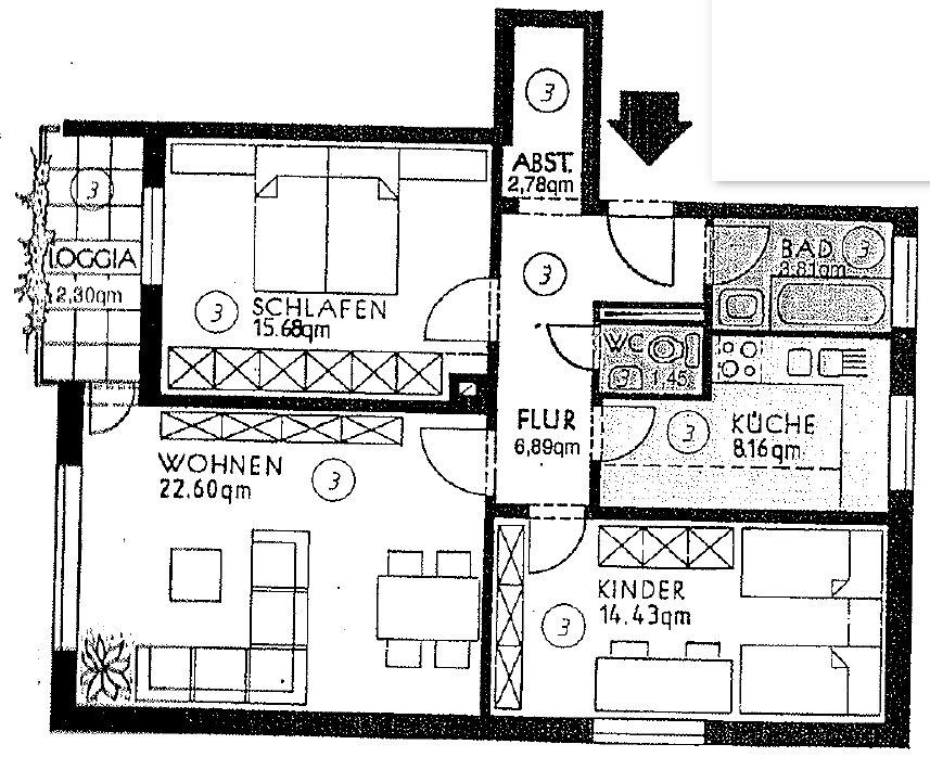 Thumbnail-Helle 3-Zimmer-Wohnung mit Loggia in beliebter Lage von H-List