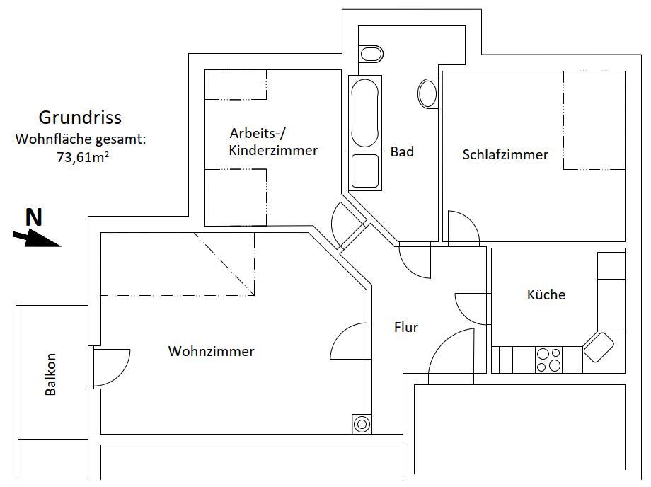 Thumbnail-Helle 3-Raumwohnung (ca. 74 m²) mit Südbalkon in Zeulenroda