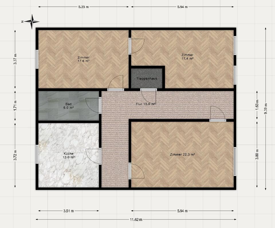 Thumbnail-Großzügige zentrale 3 Zimmer Wohnung