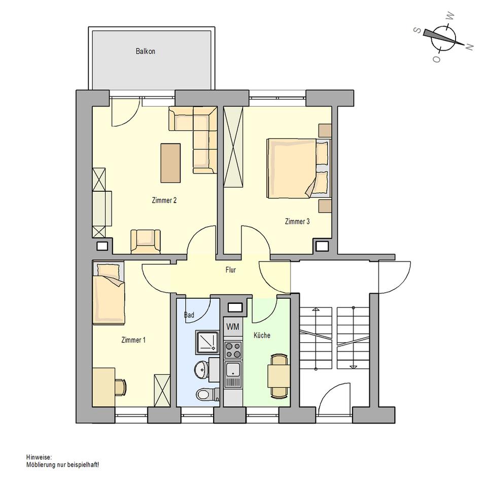 Thumbnail-Renovierte 3-Raum Wohnung mit Balkon in der Nähe vom Waldbad