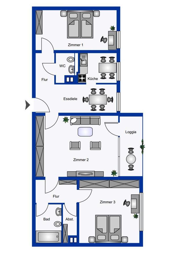 Thumbnail-3 Zimmer Wohnung mit Loggia 2 WC in Hombruch Dortmund Süden