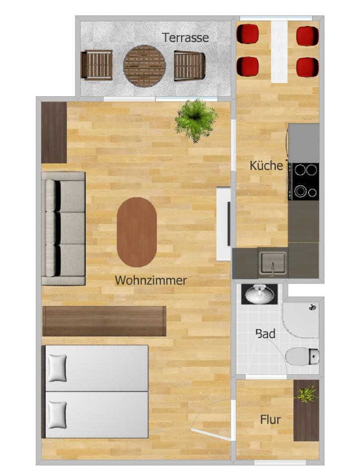 Thumbnail-Hannover Ahlem 1,5 Zimmer 44qm Erdgeschoss Garten - Am Dornbusch