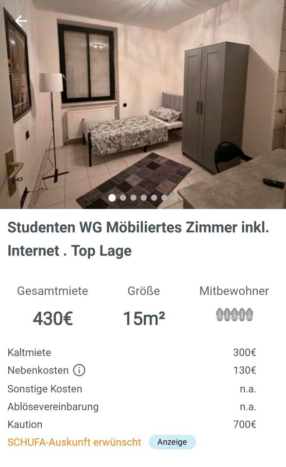 Thumbnail-Studenten Wg Möbiliertes Zimmer inkl. Internet. Top Lage!!!